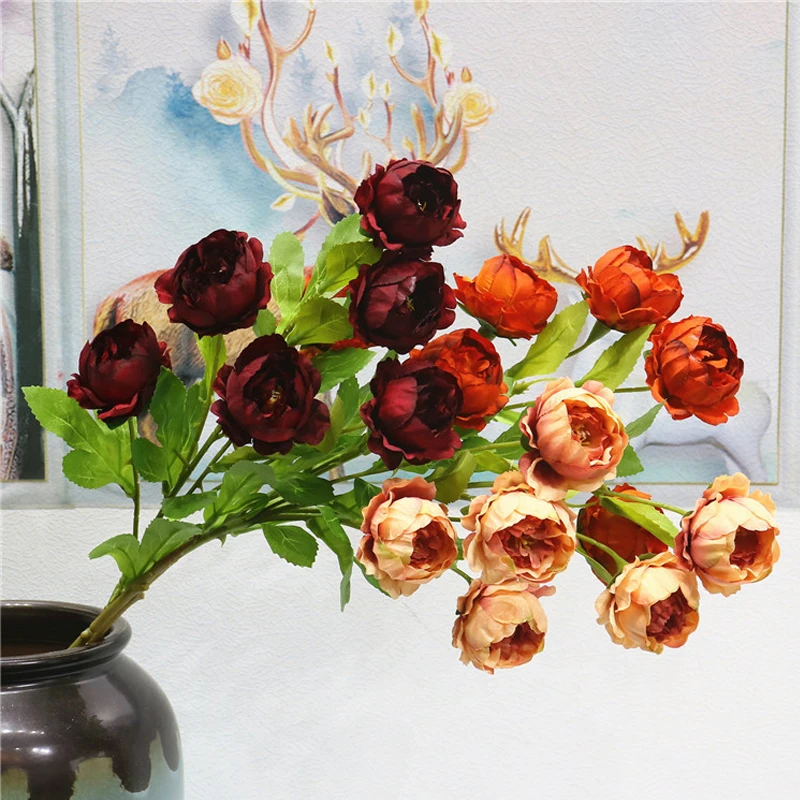 

Искусственный цветок, 7 головок, скандинавский бутон, сердце, пион, искусственный цветок для вечерние НКИ, Рождества, украшение для дома «сде...