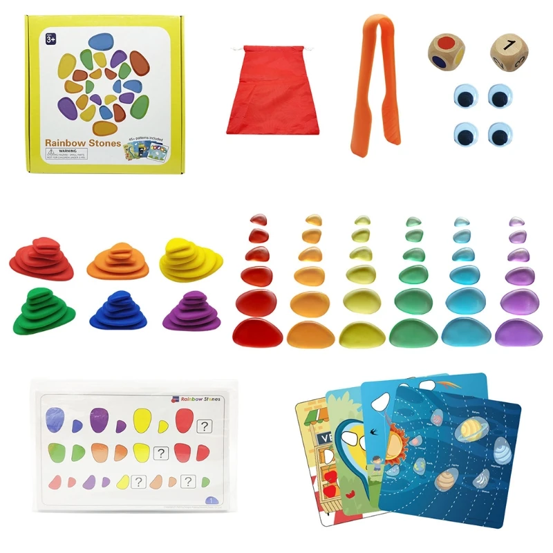 

Montessori Rainbow Pebbles Educational Toys Plastic Pebbles Stacked Stones