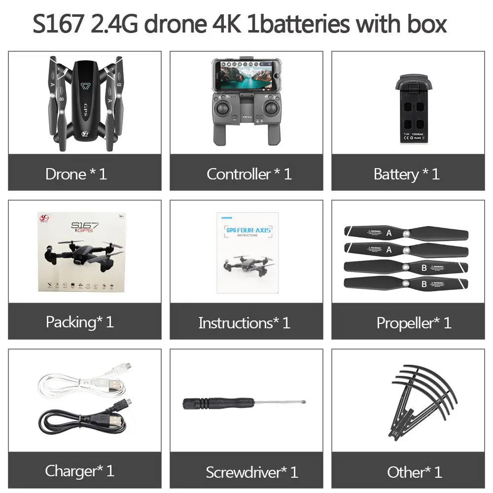 2.4G 1B Original Box CSJ S167 gps 5G wifi FPV Радиоуправляемый Дрон с камерой 4K Дрон с gps точка полета жеста фотографии видео авто возврат дома RC Квадрокоптер - Цвет: 2.4G 1B Original Box