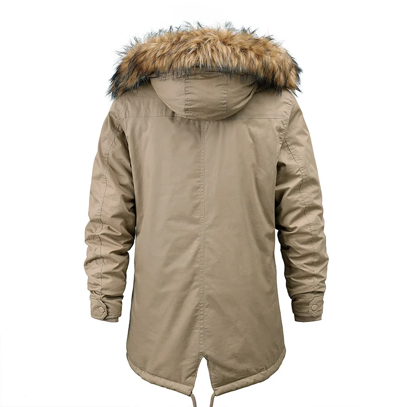 

Winter Jacket Men Outdoor Parka Coat Plus Size Fur Collar Warm Coat With Many Pockets Outdoor Sport Working Jacket Men Fur Lined