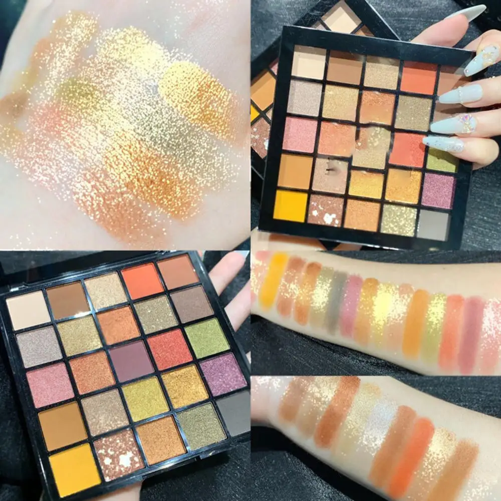 Палитра матовых теней для век 25 цветов блестящие тени стойкие водостойкие поддон