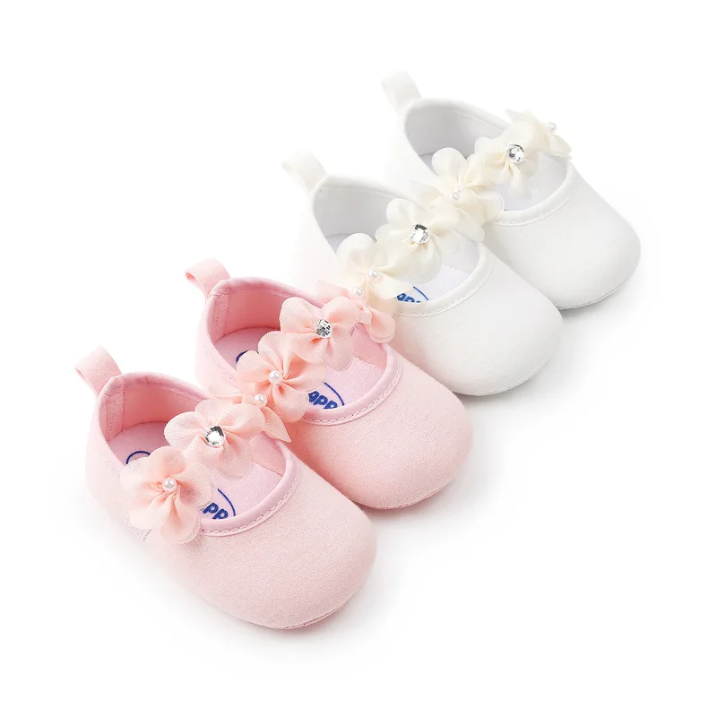 New Baby Girl Shoes 5-color All Season Little Flower Toddler First Walkers  Shoes Non-slip Soft-soled Flats Cute Princess Shoes