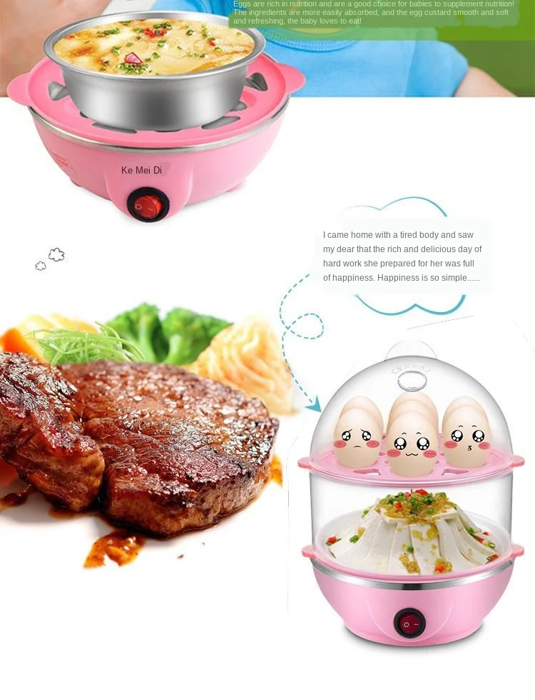 

220V Multifunctional Electric Boilers 2-Layer Rapid Egg Cooker Steamer Egg Poacher Boiler 14 Egg Capacity Removable Tray