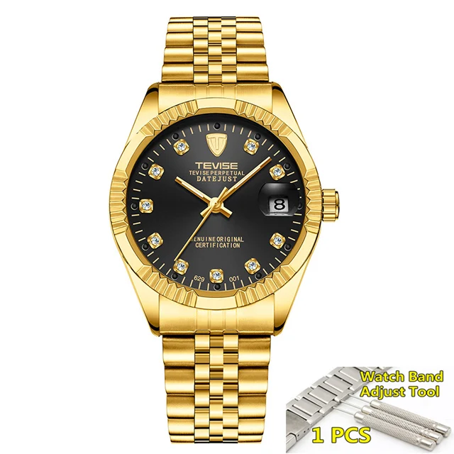 4 gold black Tevise автоматические механические часы, спортивные роскошные Брендовые мужские часы, деловые наручные часы, мужские часы, Relogio Masculino - Цвет: 4 gold black