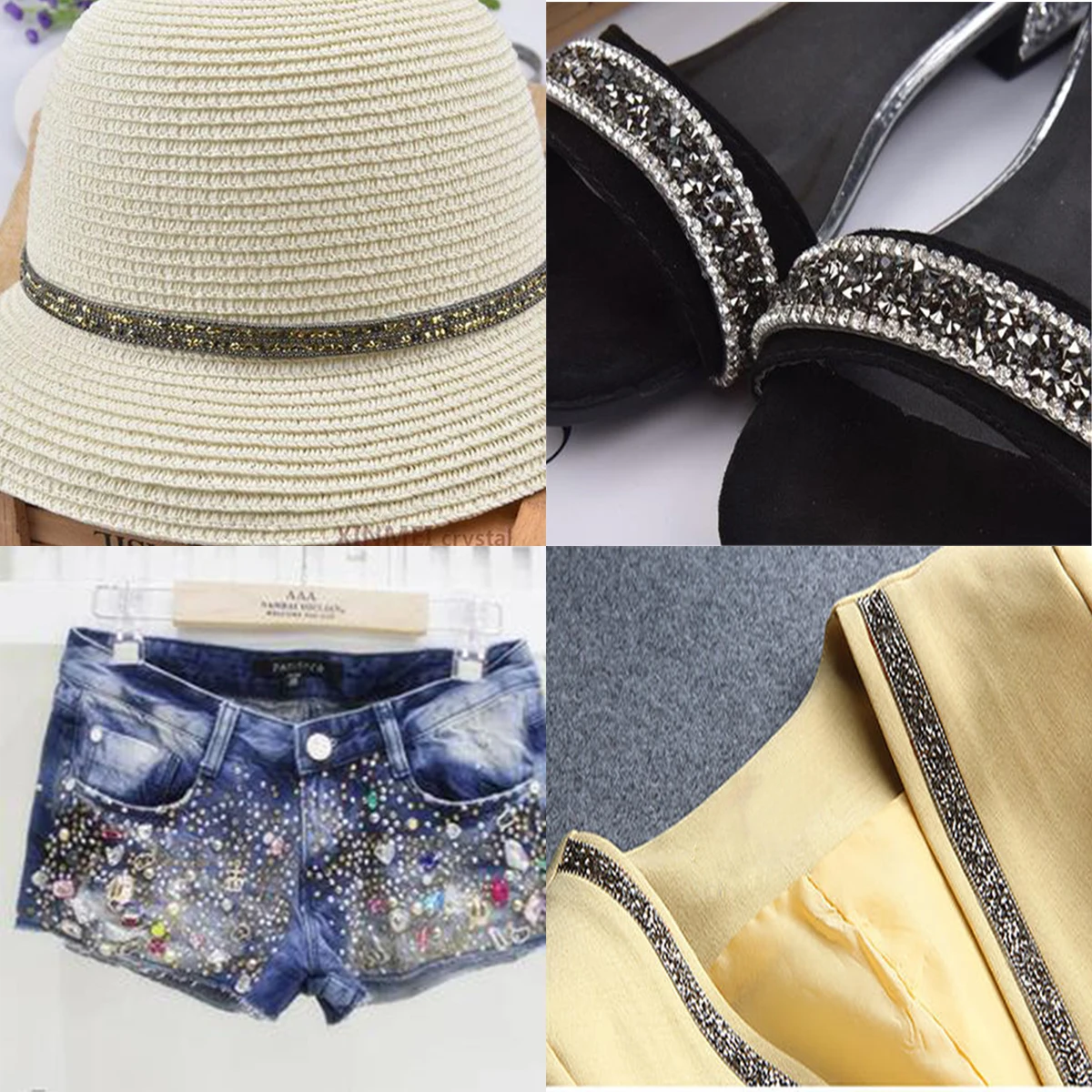 

1.5*80cm Rhinestones for ClothesTrim Rhinestone Tape Applicator Ribbon Decor/Hot Fix Rhinestone Ribbon Applique