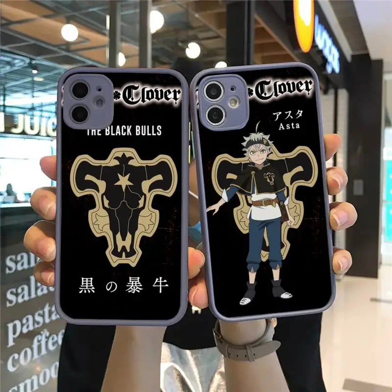 

Black Clover Phone Case Matte Transparent for iPhone 7 8 11 12 s mini pro X XS XR MAX Plus Clear mobile bag