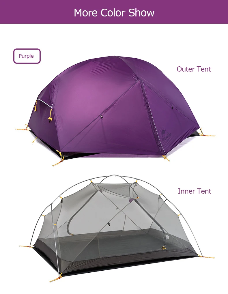 Naturehike NH17T007-M Mongar 20D нейлон двухслойные водонепроницаемый 2 для мужчин два человека палатка 3 сезона для кемпинга альпинизмом