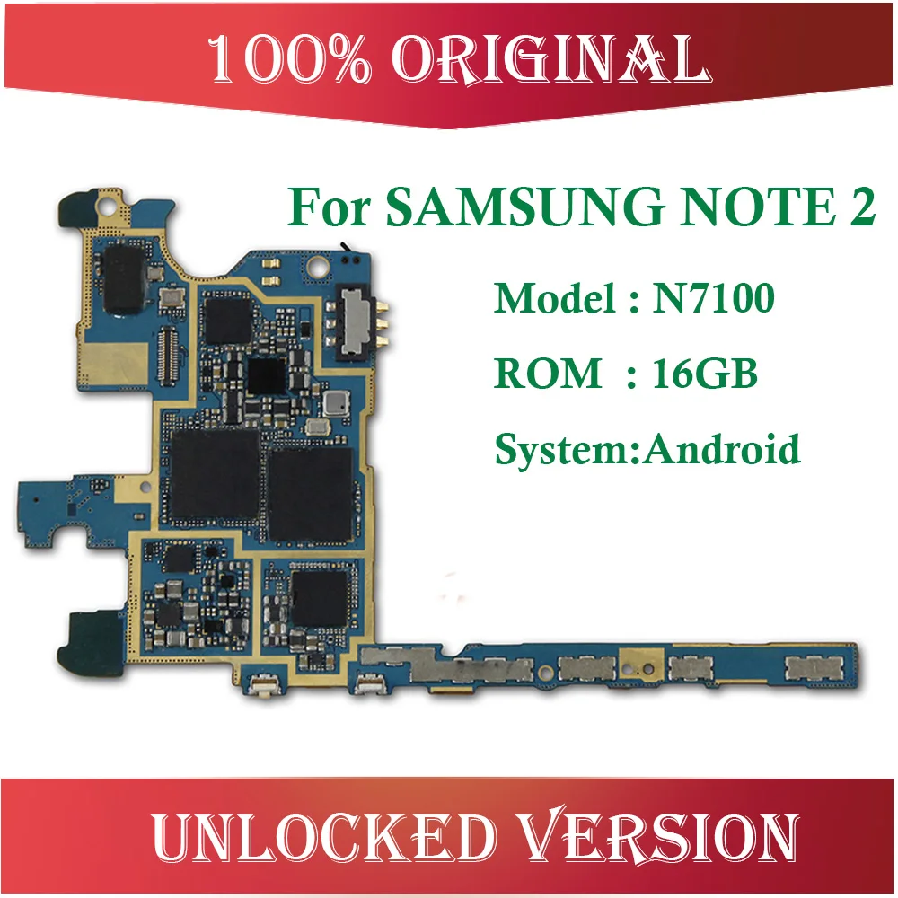 Европейская версия разблокирована и оригинальная основная плата для samsung Galaxy Note 2 N7100 материнская плата с чипами