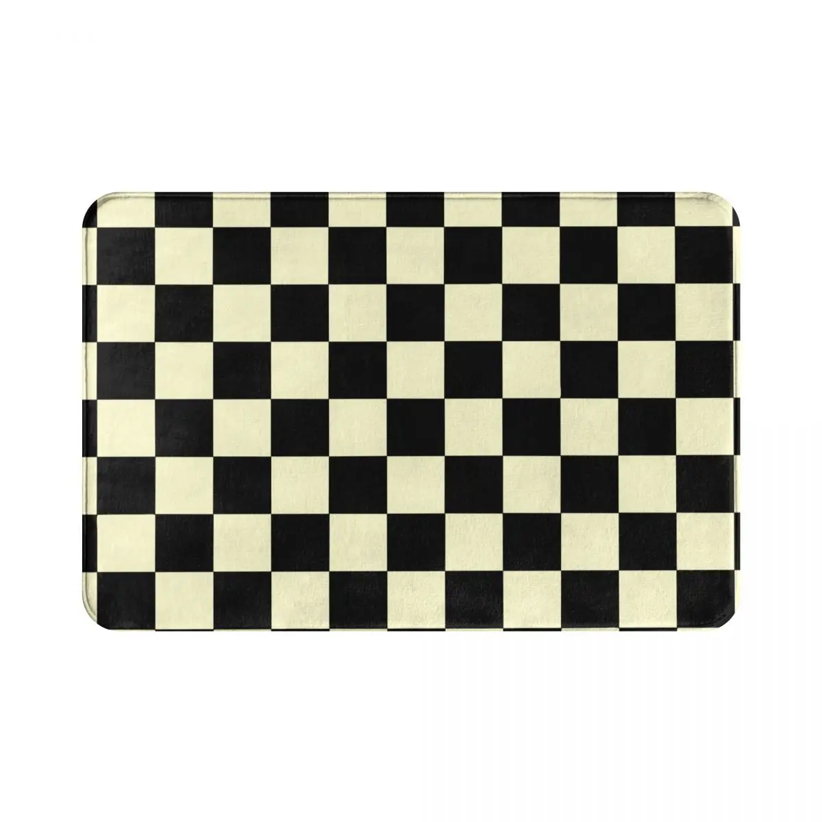 Черный и кремовый коврик с узором в клетку из полиэстера для ног нескользящий