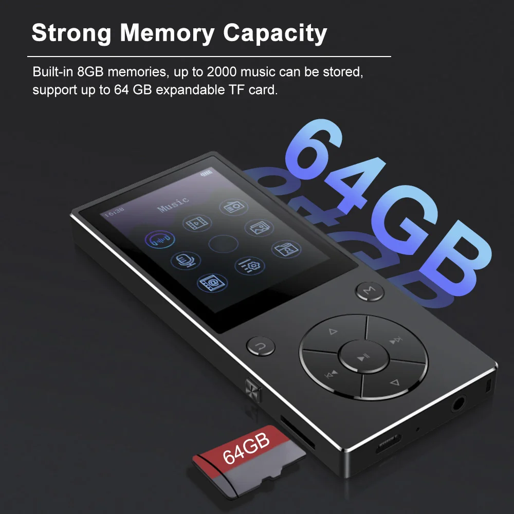 Mp3 плеер D11 8 ГБ Bluetooth MP3 музыкальный FM радио диктофон слот для tf карты 3 5 мм наушники