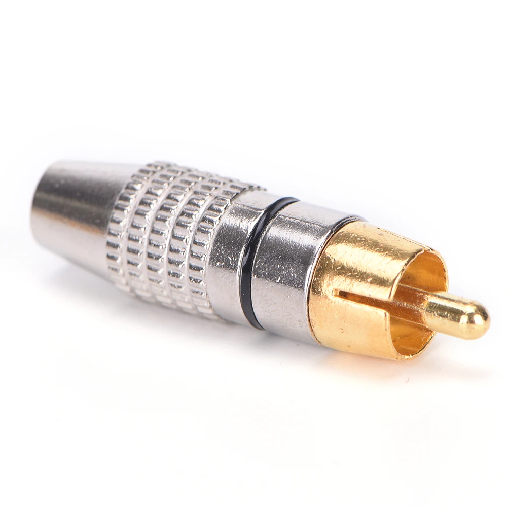 

Hot Sale 4pcs RCA Male Plug Solder Audio Video Cable Adapters Connector Gold Plated