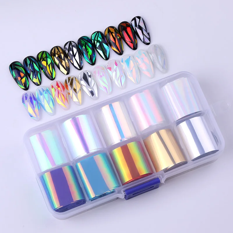 Переводная наклейка для дизайна ногтей фольга или стеклянная бумага 1 коробка