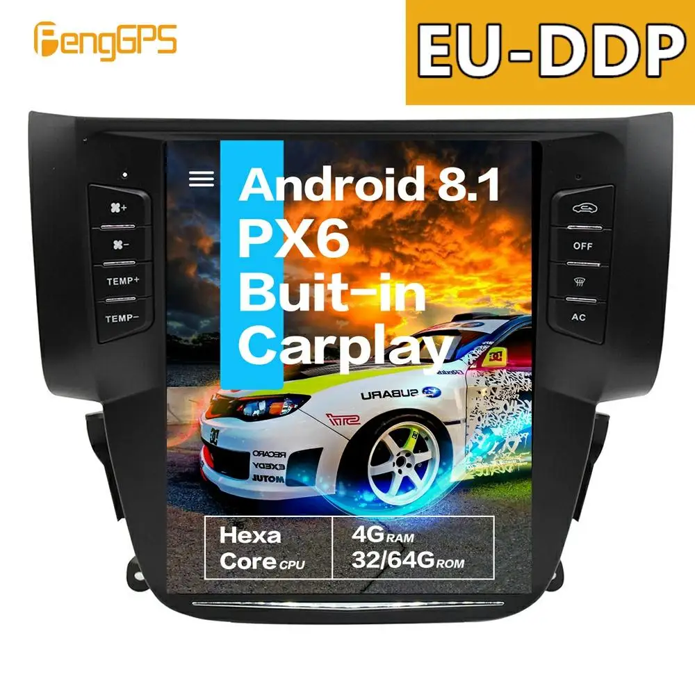 

10.4''Vertical screen Tesla Android 8.1 4+64GB voice control Built-in CARPLAY Car Radio For Nissan Sylphy 2012 - 2016 GPS Nav