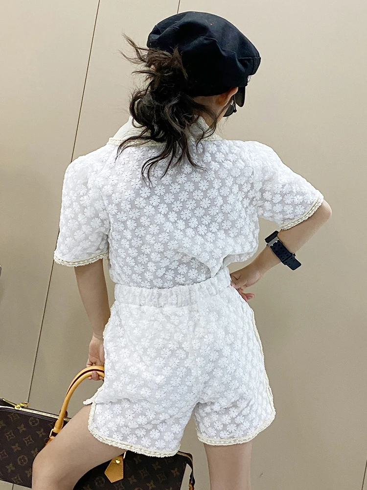 

Baby Girl Small Fragrance Suit 2021 Summer New Big Children's Fashion Embroidered Short-sleeved Shorts Two-piece Suit