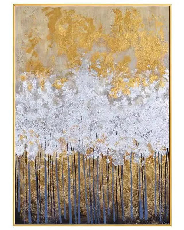 

Картина маслом на холсте, большой размер, ручная роспись, золото, серебро, Современный домашний декор, абстрактная настенная живопись для го...