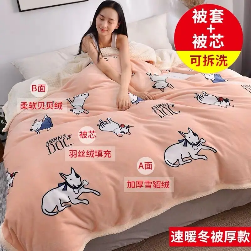 Толстая теплая кожа ягненка зимнее одинарное двойное одеяло для взрослых с