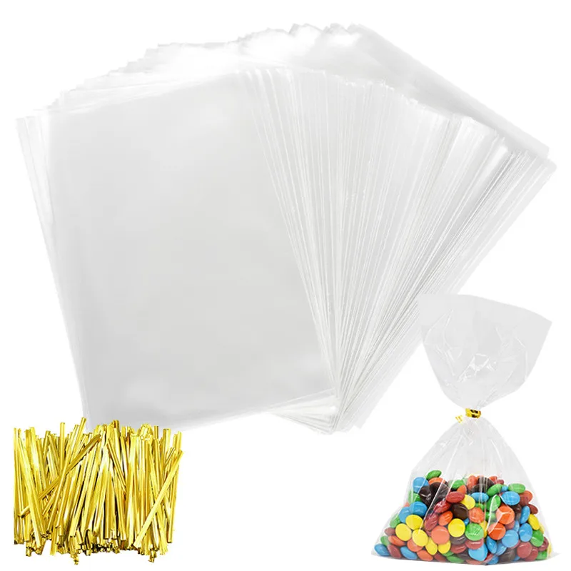 

100pcs Transparent Bag Candy Lollipop Biscuit Packaging Transparent OPP Glass Paper Bag Christmas Gift Wedding Birthday Party