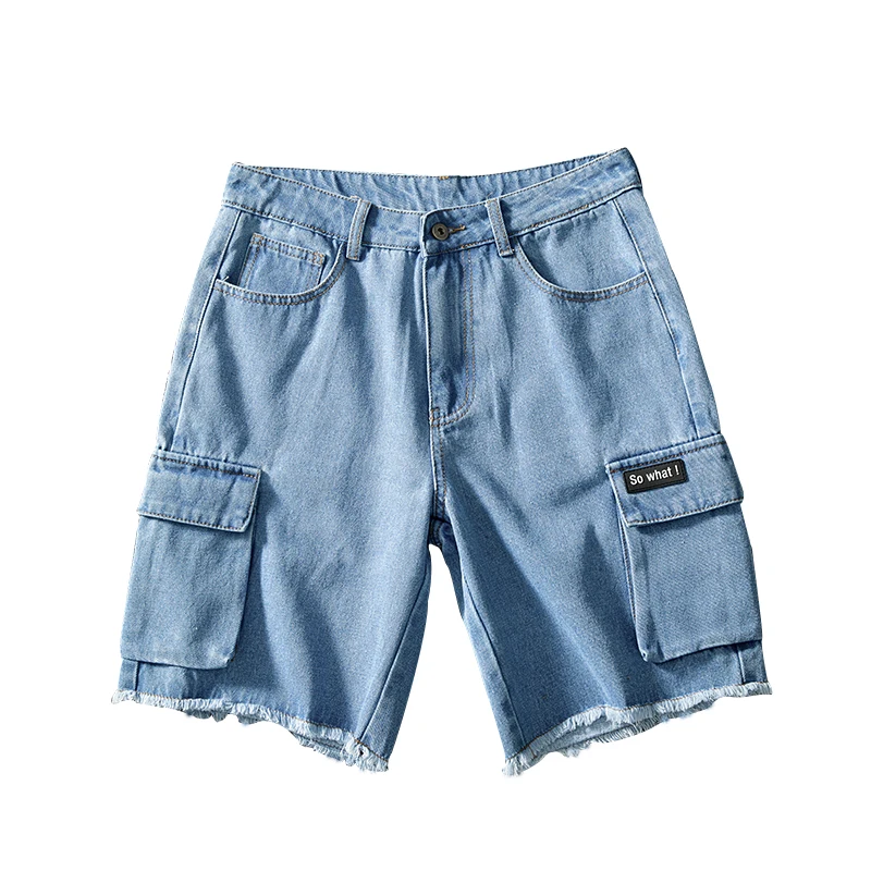 

2020 Summer Men's Denim Shorts Streetwear Men Jeans Shorts Cotton Straight Male Blue Casual Short Jeans Mens LBZ212