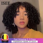 ISEE HAIR 25CM Kinky Curly Lace Front Wig Curly Bob Lace Front Wigs For Women Lace Frontal Wig Brazilian Curly Human Hair Wigs