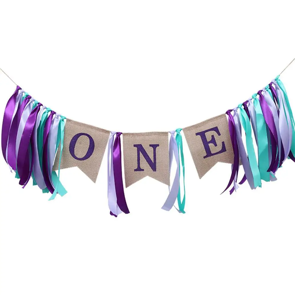 Лента один первый флажок на день рождения для маленьких девочек и мальчиков