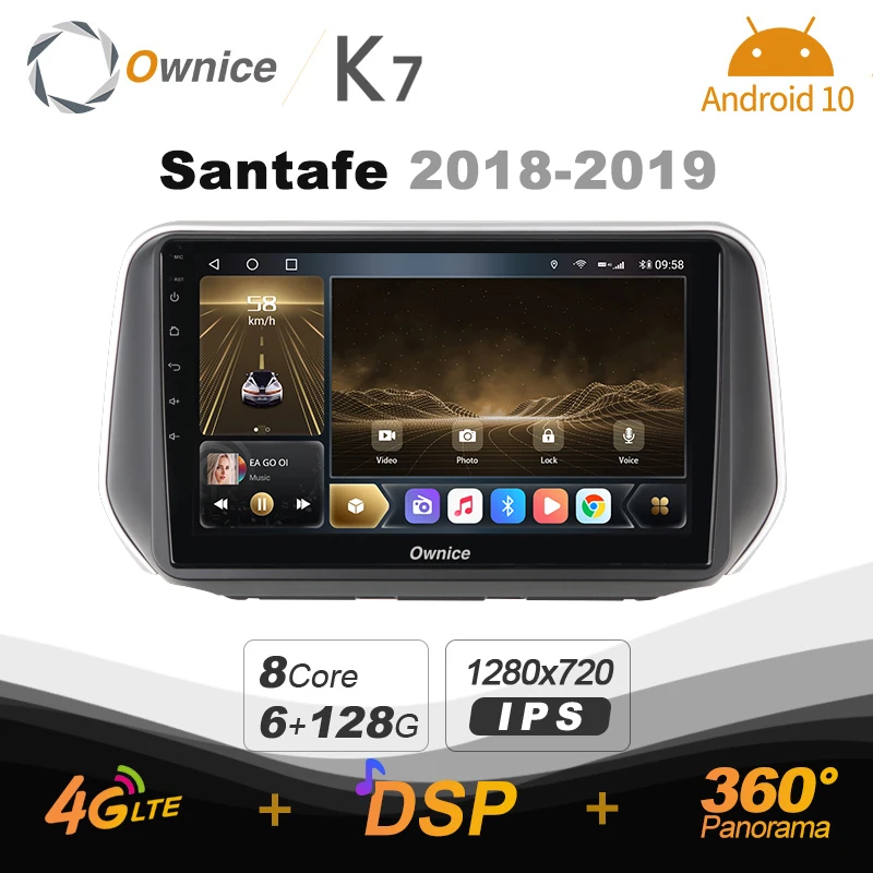 Автомобильный радиоприемник K7 Ownice 6G + 128G Android 10 0 для Hyundai Santafe 2018 2019 мультимедийное