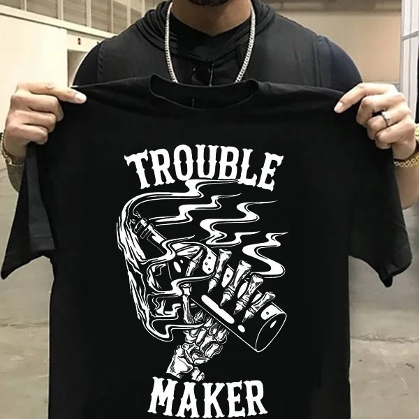 

Trouble Make.Interesting Summer Men's Cotton T-shirt