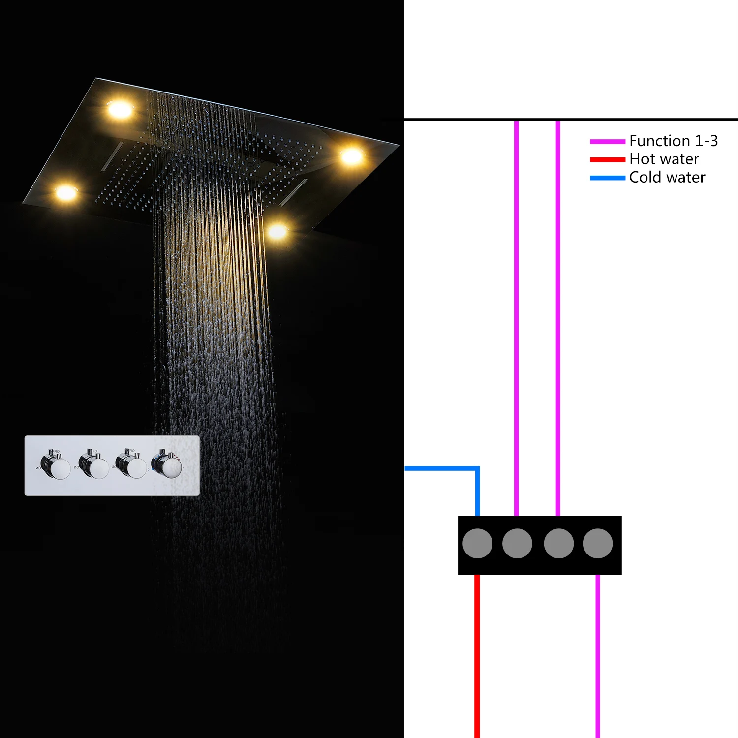 Небесный дождь Горячая продажа латунь хромированный 3 функции высокий поток