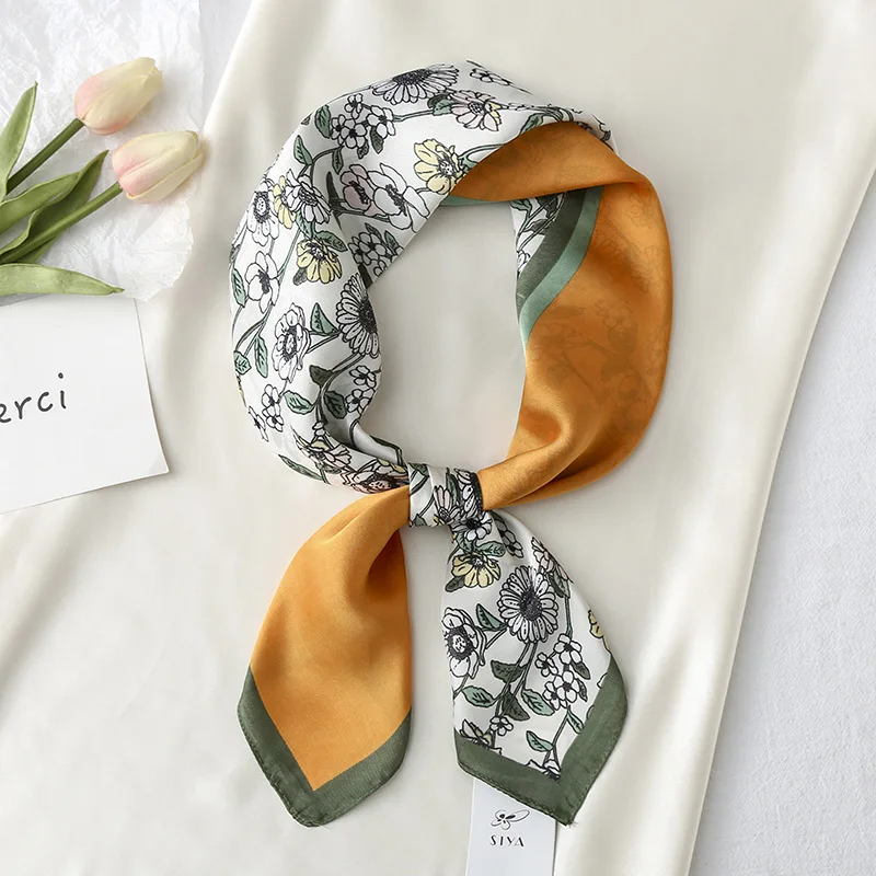 

Foulard en soie female luxury wild silk scarf square scarf literary retro decoration multifunctional scarf foulard