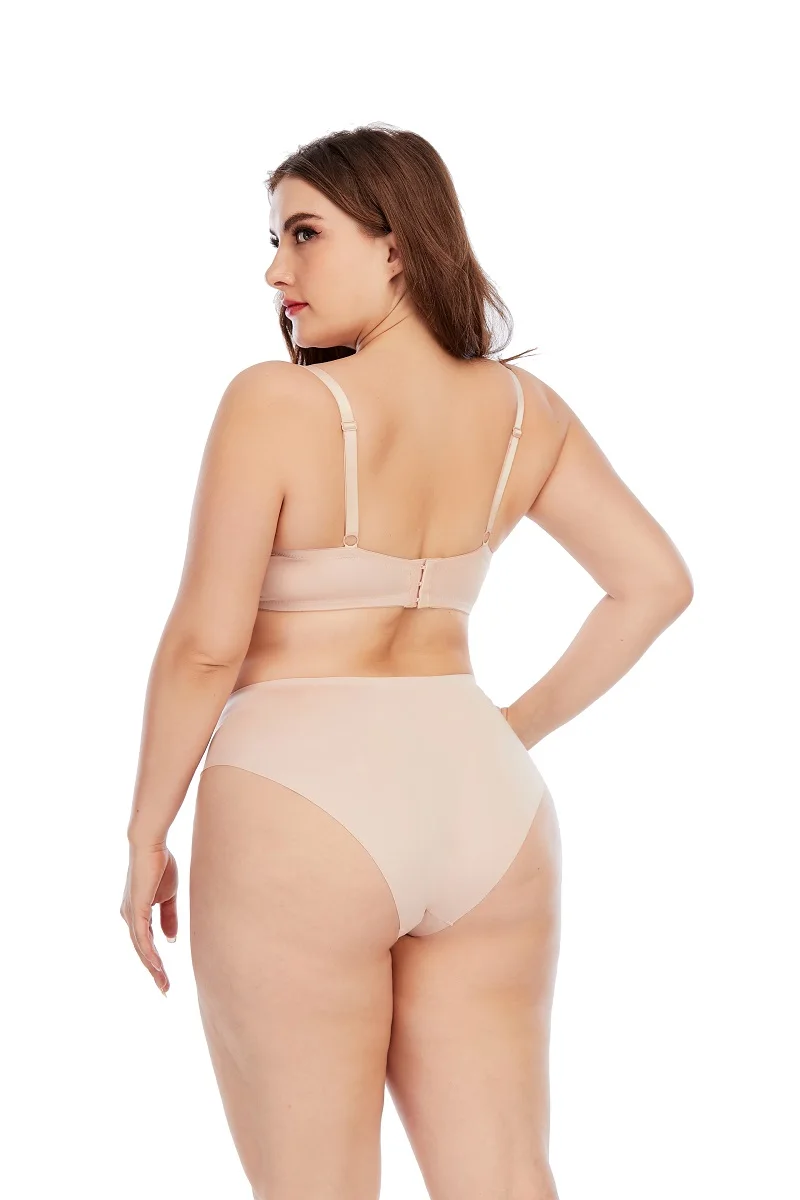 

New Women Sexy C D E Big Plus Size Cup Bra Panty Set Smooth Thin Adjustable Underwear Push Up Bra Wholesale Brief set Bralette