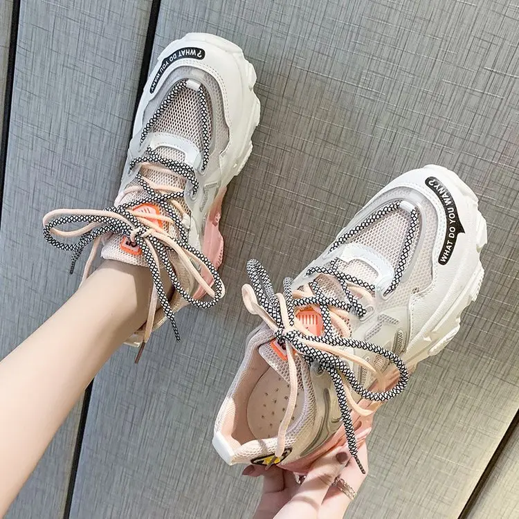 

2021sneakers women 2021 new mesh breathable fashion platform flats woman vulcanize shoes women socofy casual sneakers