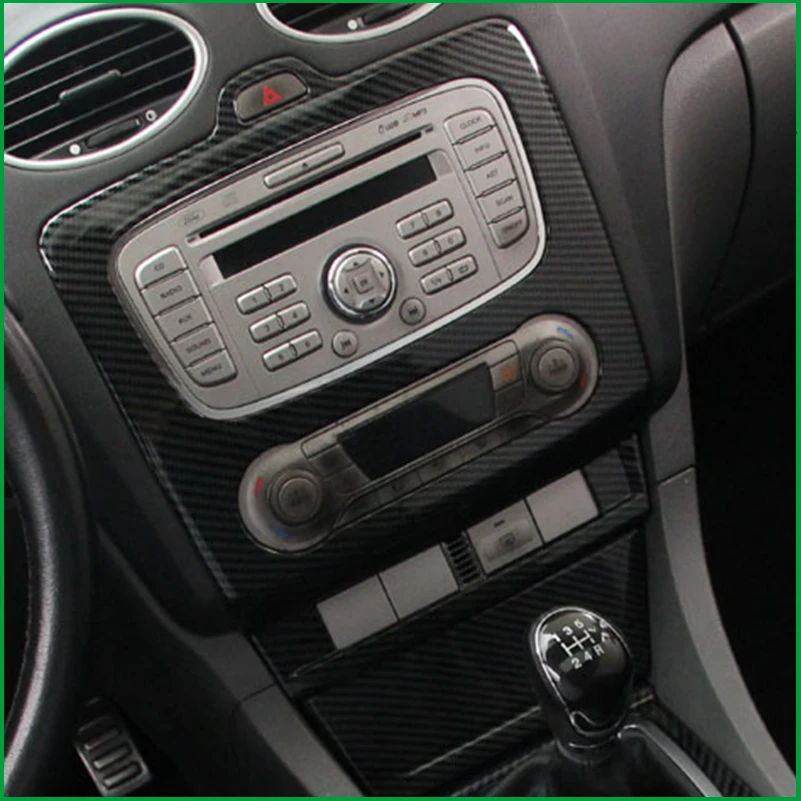 Для Ford для Focus Mk2 2009 2010 интерьер ABS Автомобильная Центральная панель управления AC аудио управление украшение крышка отделка автомобиля Стайлинг