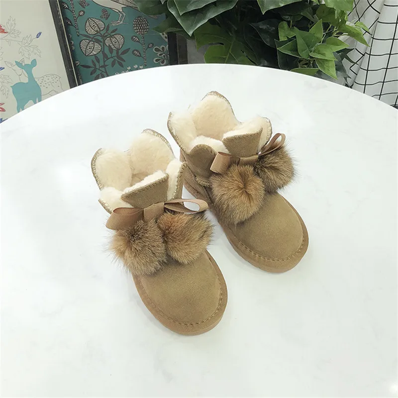 Водонепроницаемые ботинки ручной работы для девочек теплые зимние сапоги из