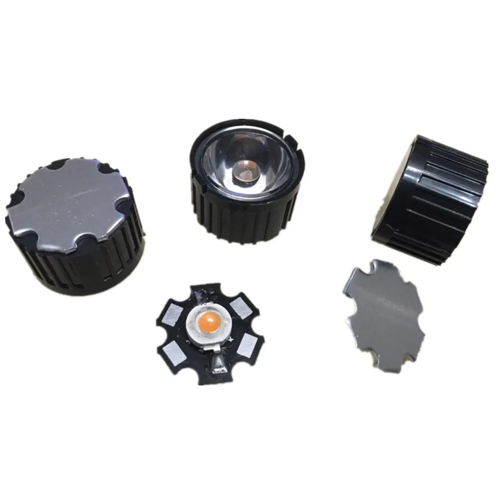 

10pcs/lot LED lens for 1W 3w LED light black white holder 20mm high quality 5 10 30 45 60 90 120 degree optical lens