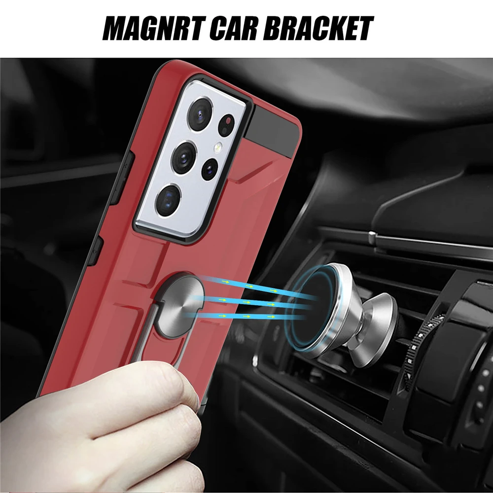 

With Ring Car Holder Cover For Samaung Galaxy S21 Ultra Plus S20 FE A72 A52 A42 A32 A22 A12 A21S 5G Case Shockproof Coque Fundas