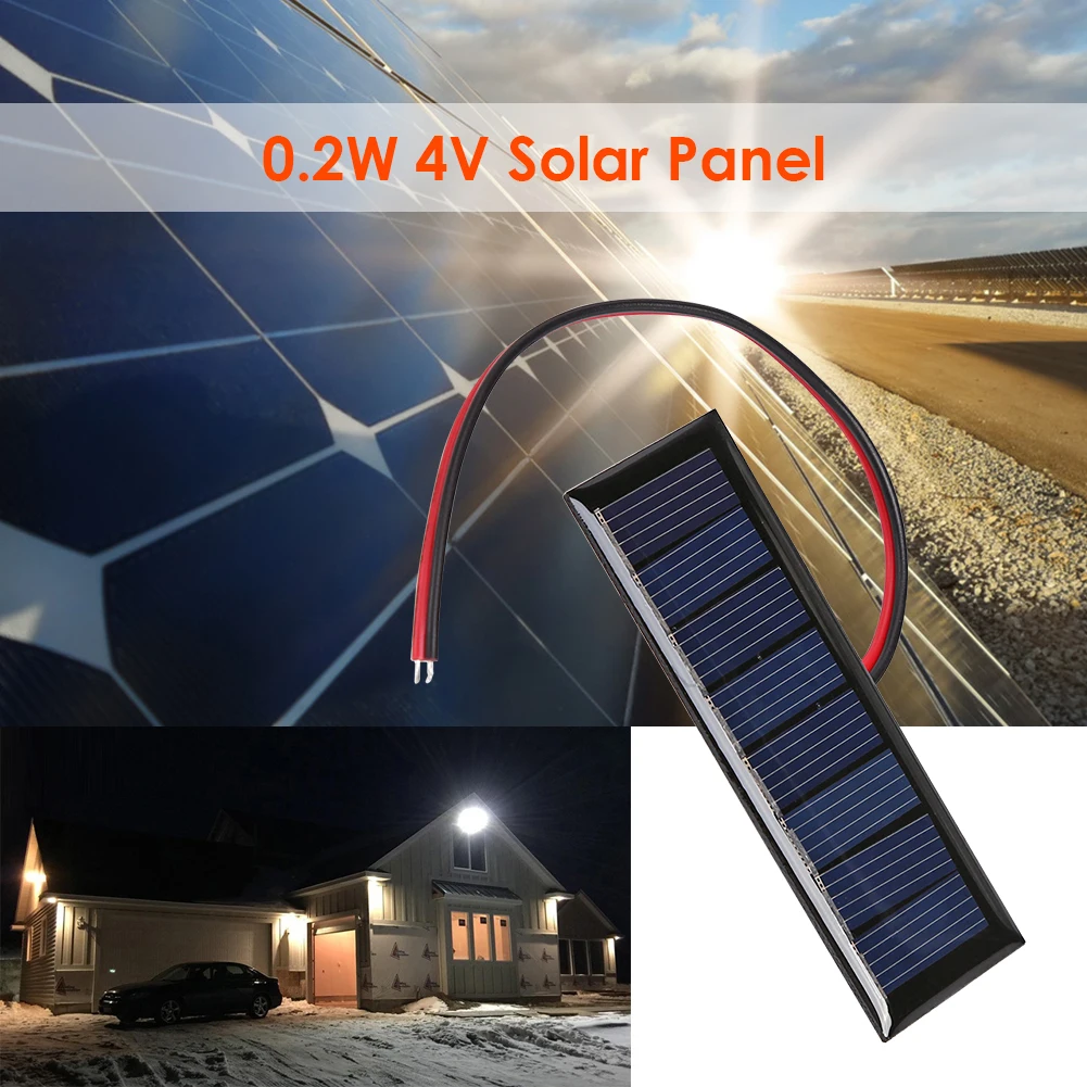 

1pc 2pcs 4V 0.2W 2-Wire Mini Epoxy Solar Panel with 8 Solar Cells 75x25mm for DIY Solar Projects Epoxy Board 75*25mm