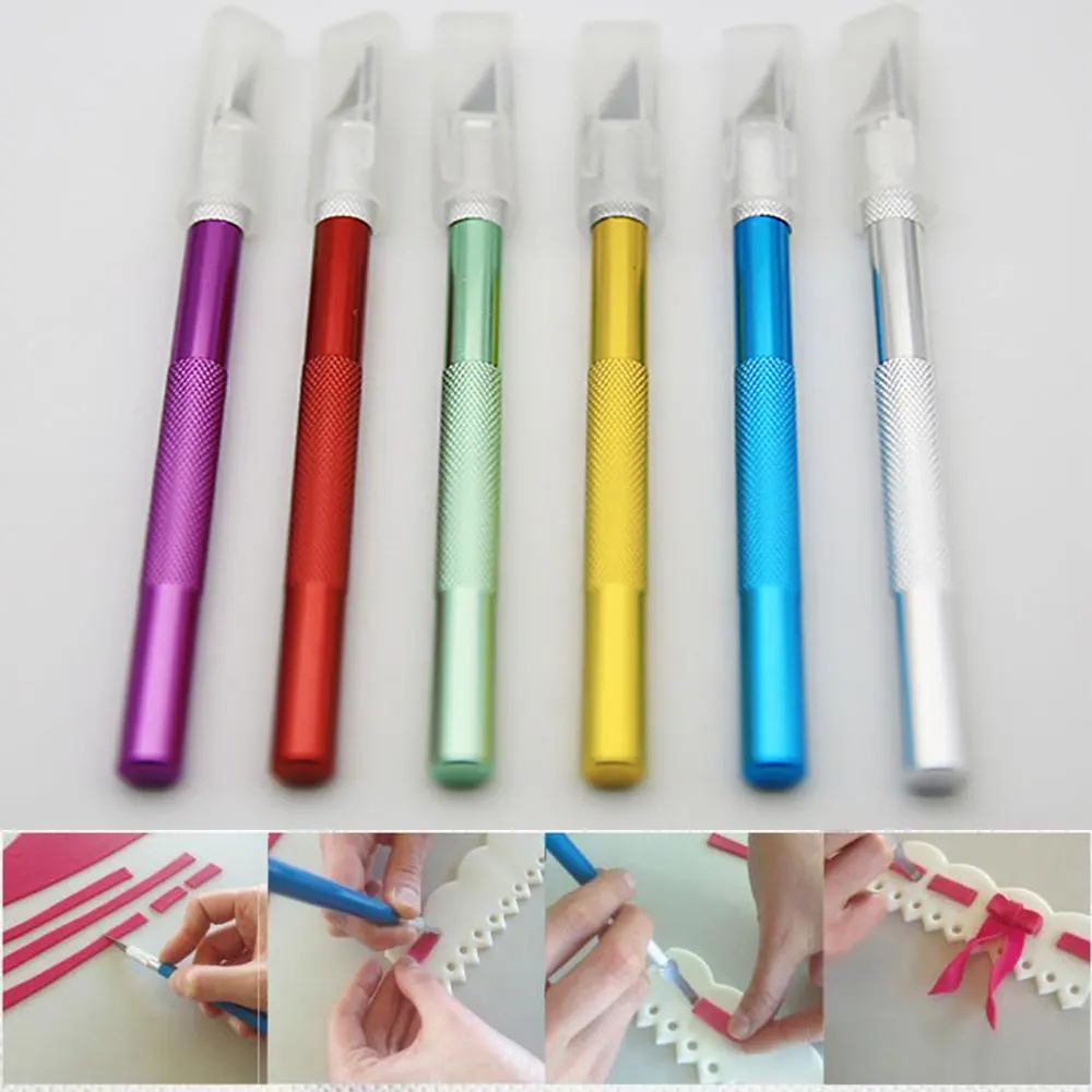 1 Pc Multi-color Engraving Cutter With 6Pcs Blade Metal Non-Slip Handle Knife Scalpel Sculpture Carving Knife Cutting Paper 10 pcs surgical knife blade replacement scalpel with replaceable blades multi function scrapbooking crafts carving knife