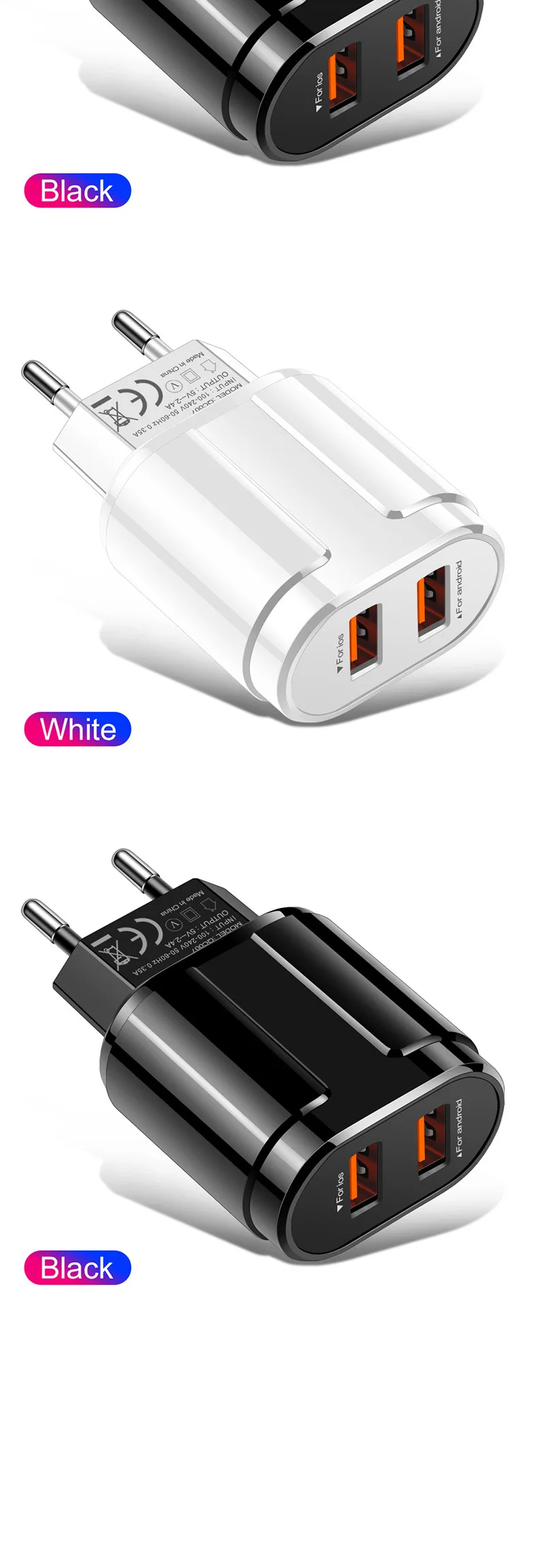 5 в A USB зарядное устройство для iPhone X 8 Plus быстрое настенное зарядное устройство адаптер EU/US для samsung S10 huawei Xiaomi быстрое зарядное устройство для Android