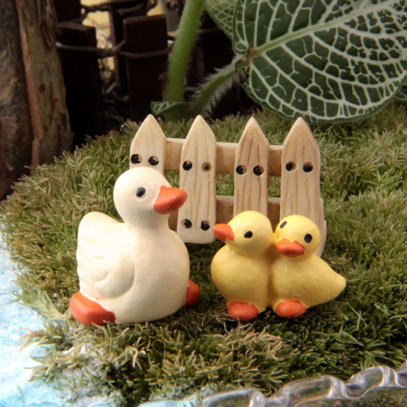 

3Pcs/set Mini Garden Fence Duck Fairy Garden Miniatures Ornaments Moss Succulents Micro Landscape DIY Resin Crafts Decoration