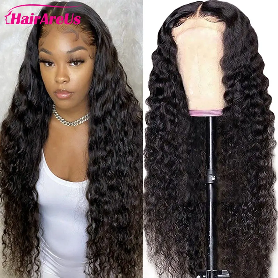 

Парик перуанский с глубокой кудрявой застежкой, передние парики из натуральных волос на сетке, для чернокожих женщин, с глубокой волной, 4x4, ...