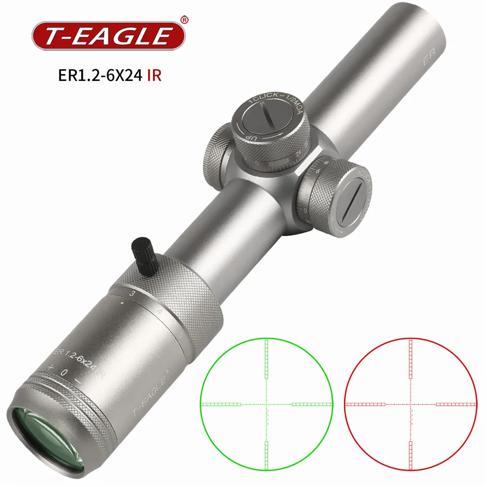 

T-eagle ER 1.2-6X24 IR HK AluminumTactical Optic Sight Riflescope Sniper Airsoft Air Guns Red Dot Mounts For Hunting