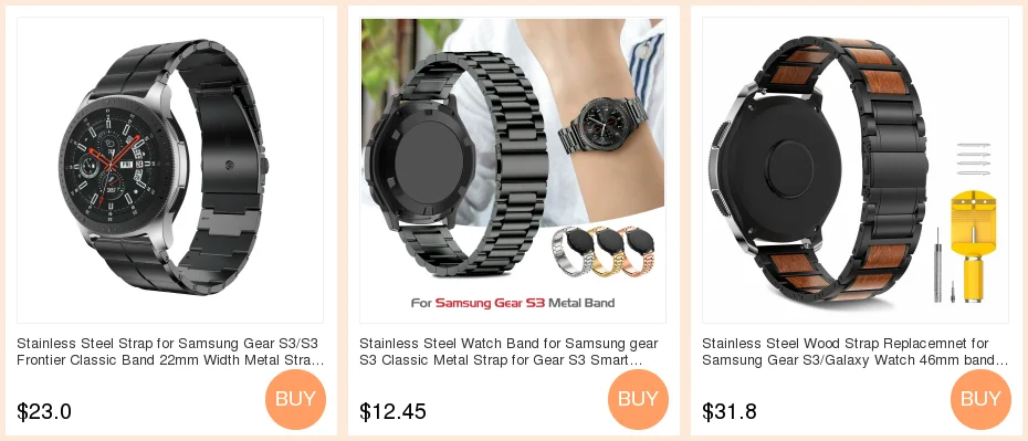 Ремешок для часов из нержавеющей стали для samsung gear S3 классический металлический ремешок для gear S3 Смарт-часы 3 звеньев ремешок для часов с регулировочным инструментом