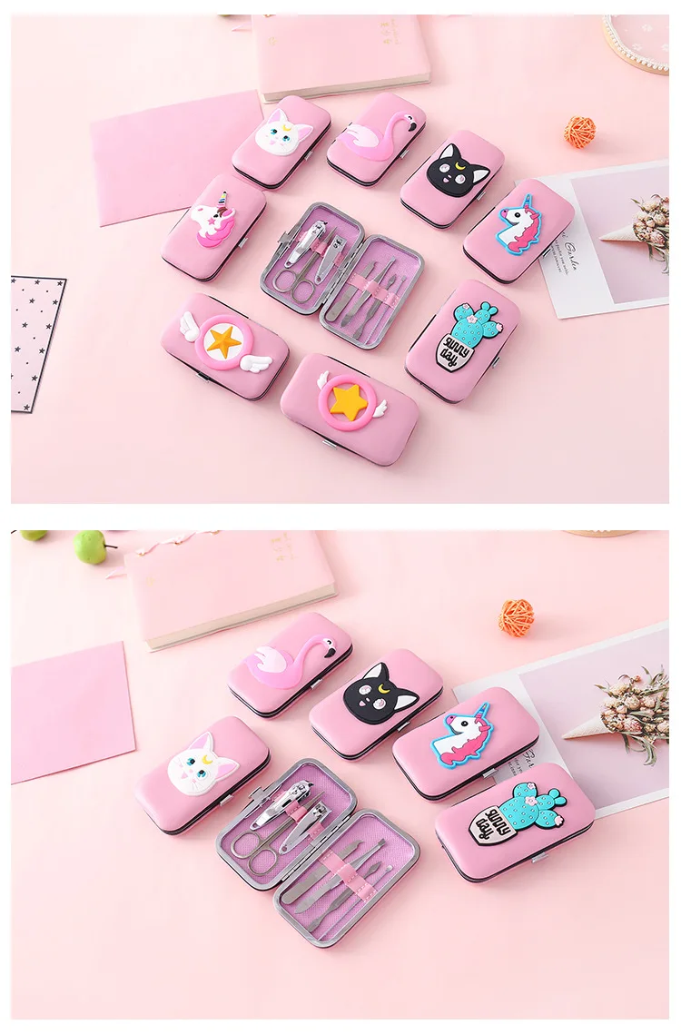 Сэйлор Мун Луна Cardcaptor Sakura искатель карт Sakura розовое нижнее белье с принтом Симпатичные кисточки, набор из 7 шт, Нержавеющая сталь ногтей ножницы, кусачки Рождественский подарок