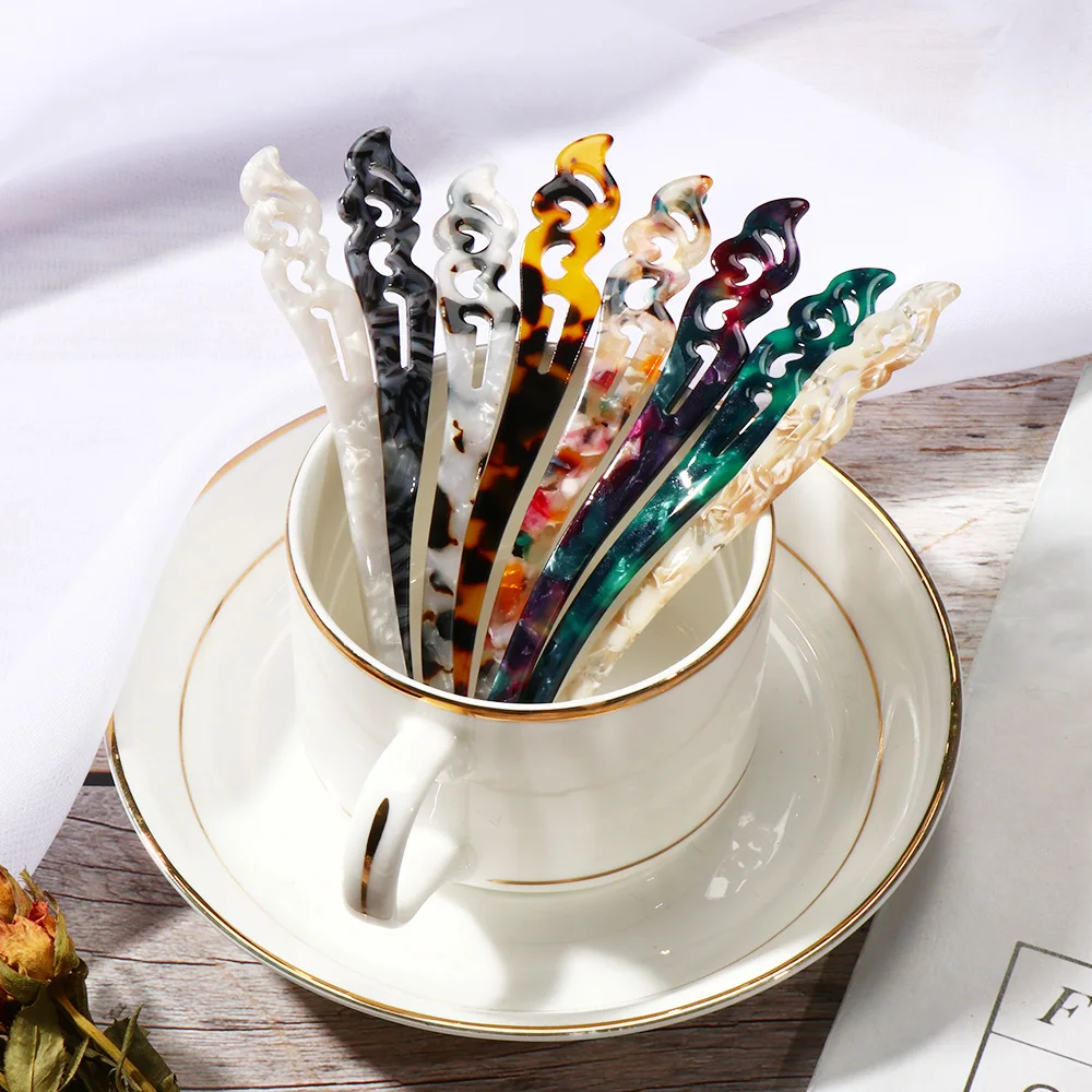 1 шт. ретро простота китайский Стиль заколка для волос из акрила палочек еды и