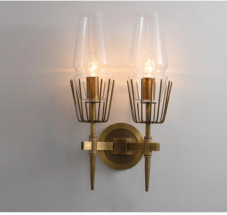 Роскошный стеклянный настенный светильник прикроватный E27 современный покрытый