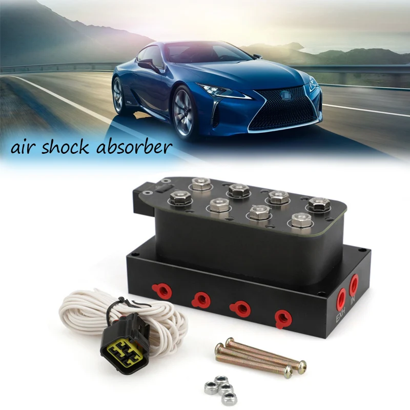 

1/4“ NPT Air Shock Absorber 200PIS Universal Car Solenoid Valve Manifold Dual Air Intake & Exhaust Air Suspension Shock Absorber