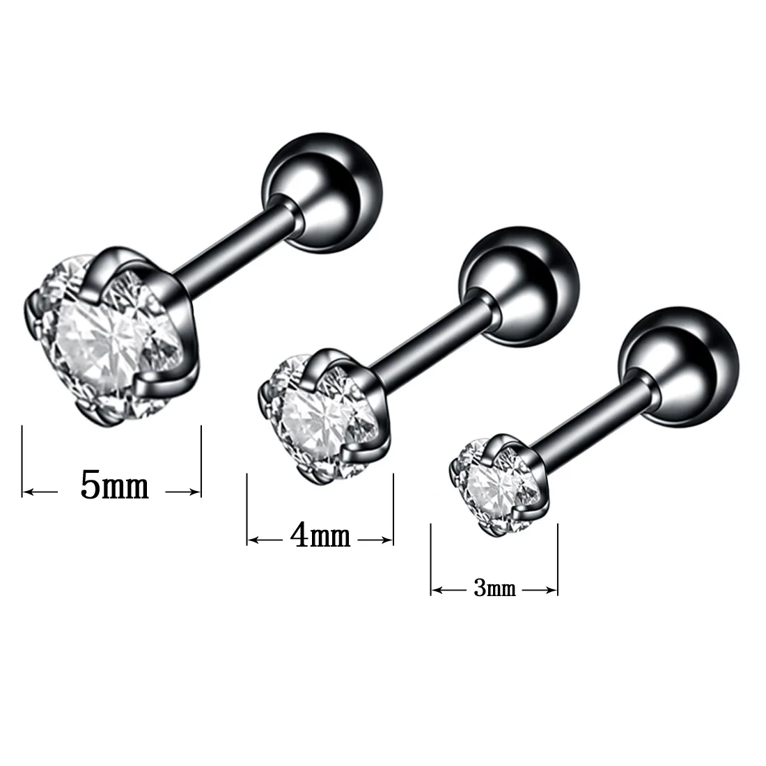 

3PCS Crystal Tragus Piercing Earring Set Zircon Cartilage Earrings Stud Set Labret Lip Piercing Bulk Ear Lobe Earring Conch Lot