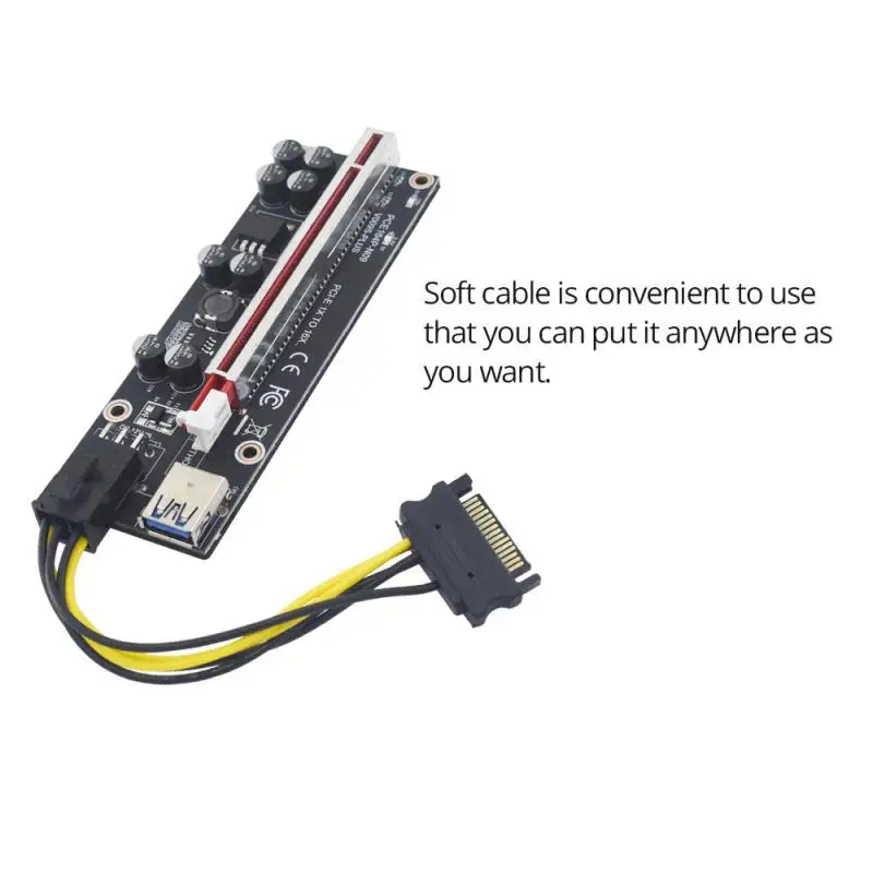 

Extensor VER009 USB 3.0 PCI-E Riser VER 009S Express 1X to 16X Extender Riser Adapter Card Cable Adapter Drive Riser Power Cable