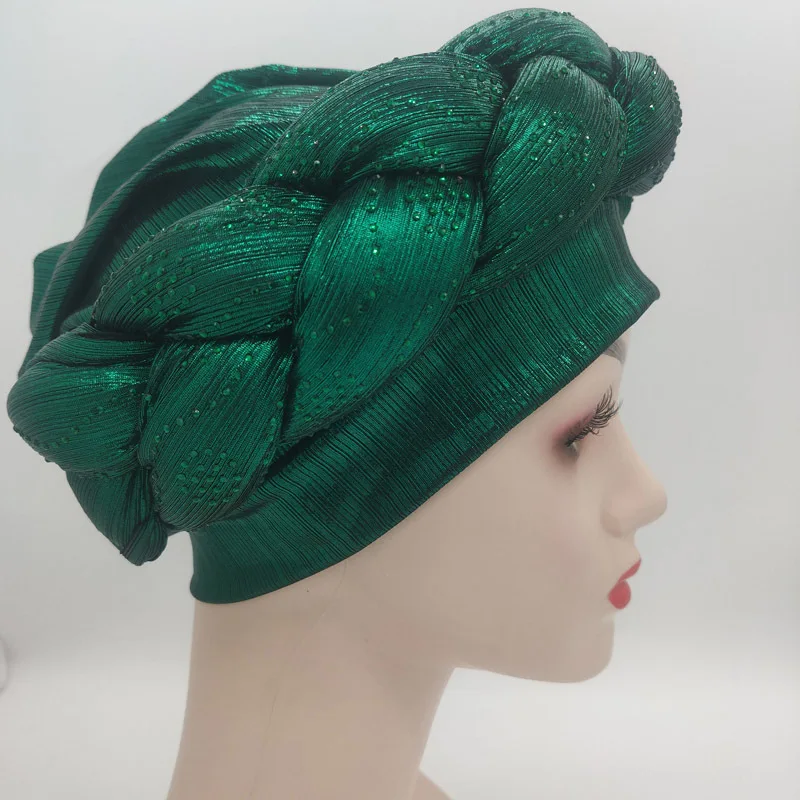 

Fashion Handmade Muslim Hijab Hat African Cap Turban Nigerian Wedding Women Braid Headwear Ladies Head Wraps Bonnets for Women