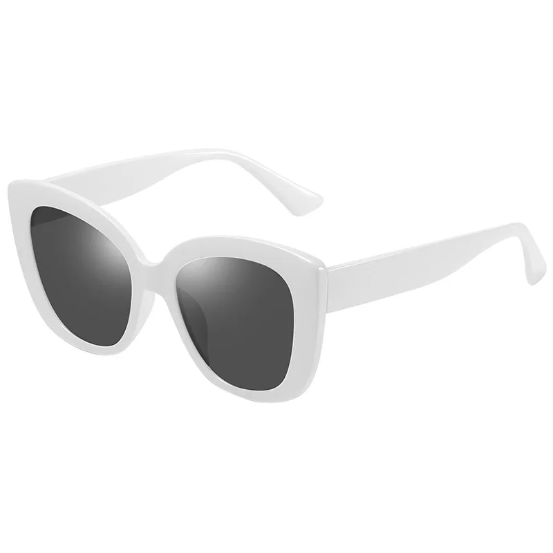WHITE-BLACK SIMPRECT, поляризационные солнцезащитные очки для женщин,, Ретро стиль, кошачий глаз, солнцезащитные очки большого размера, Ретро стиль, для вождения, солнцезащитные очки, UV400, оттенки для женщин - Цвет линз: WHITE-BLACK