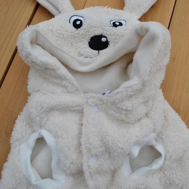 Модная толстовка из флиса с кроликом Белая одежда для собак Милая Одежда Очень